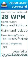 Scorecard for user fairy_and_pokipoe