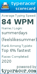 Scorecard for user feelslikesummer