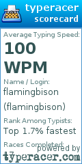Scorecard for user flamingbison