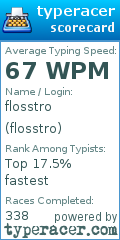 Scorecard for user flosstro