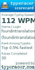 Scorecard for user foundintranslation