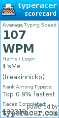 Scorecard for user freakinnickp