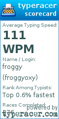 Scorecard for user froggyoxy