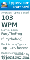 Scorecard for user furrythefrog