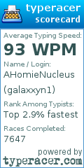 Scorecard for user galaxxyn1
