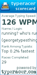 Scorecard for user georgetypesthings