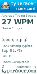 Scorecard for user georgie_pig