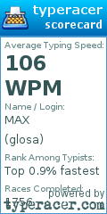 Scorecard for user glosa
