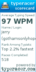 Scorecard for user gothamsonlyhope