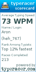 Scorecard for user heh_767