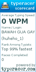 Scorecard for user huheho_1