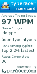 Scorecard for user idonttypeintyperacer2123