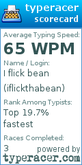 Scorecard for user iflickthabean