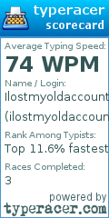 Scorecard for user ilostmyoldaccount