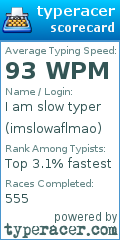 Scorecard for user imslowaflmao