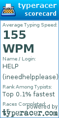 Scorecard for user ineedhelpplease