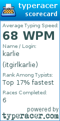 Scorecard for user itgirlkarlie