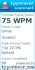 Scorecard for user itzeitz
