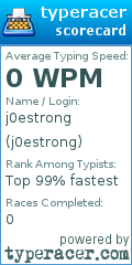 Scorecard for user j0estrong