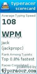 Scorecard for user jackpropc