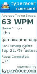 Scorecard for user jamaicanmehappy