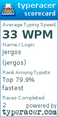 Scorecard for user jergos