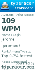 Scorecard for user jeromeq