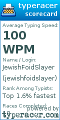 Scorecard for user jewishfoidslayer