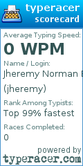 Scorecard for user jheremy