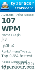 Scorecard for user jk3he