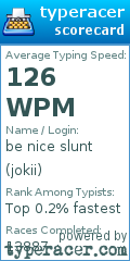 Scorecard for user jokii