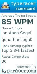 Scorecard for user jonathansegal