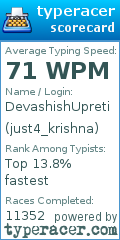 Scorecard for user just4_krishna