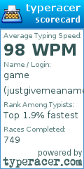 Scorecard for user justgivemeanamehere