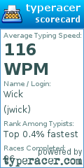 Scorecard for user jwick