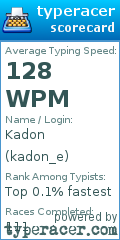 Scorecard for user kadon_e