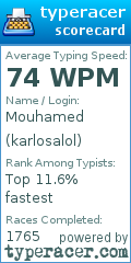 Scorecard for user karlosalol