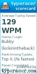 Scorecard for user kickinintheback