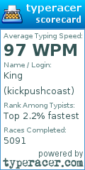 Scorecard for user kickpushcoast