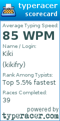 Scorecard for user kikifry