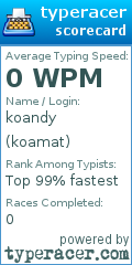 Scorecard for user koamat