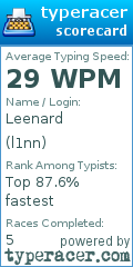 Scorecard for user l1nn