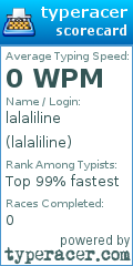 Scorecard for user lalaliline