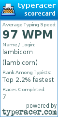 Scorecard for user lambicorn