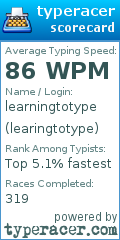 Scorecard for user learingtotype