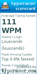 Scorecard for user louscends