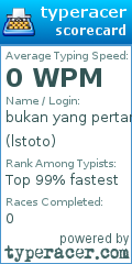 Scorecard for user lstoto