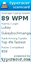 Scorecard for user lukeybochmangames