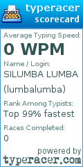 Scorecard for user lumbalumba