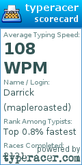 Scorecard for user mapleroasted